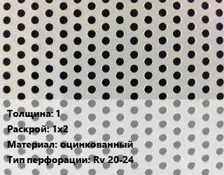Лист перфорированный 1 1х2 оцинкованный Rv 20-24